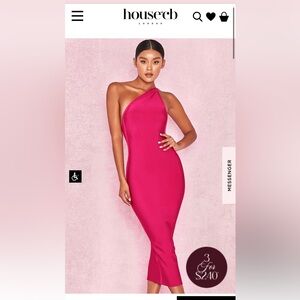 House of CB SASHA HOT PINK ONE SHOULDER BANDAGE DRESS